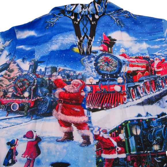 Christmas Hawaiian Shirt Men's size 3XL Short Sleeve Button Up Santa Poly NWT - Picture 11 of 11